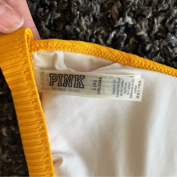 Victoria's Secret swim set PINK Ribbed Lace-Up Racerback Triangle cheekster, szL - Picture 6 of 8